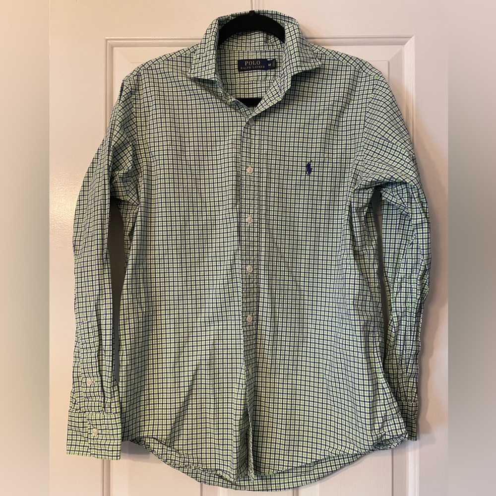Polo by Ralph Lauren Blue and Green Plaid Men's Shirt